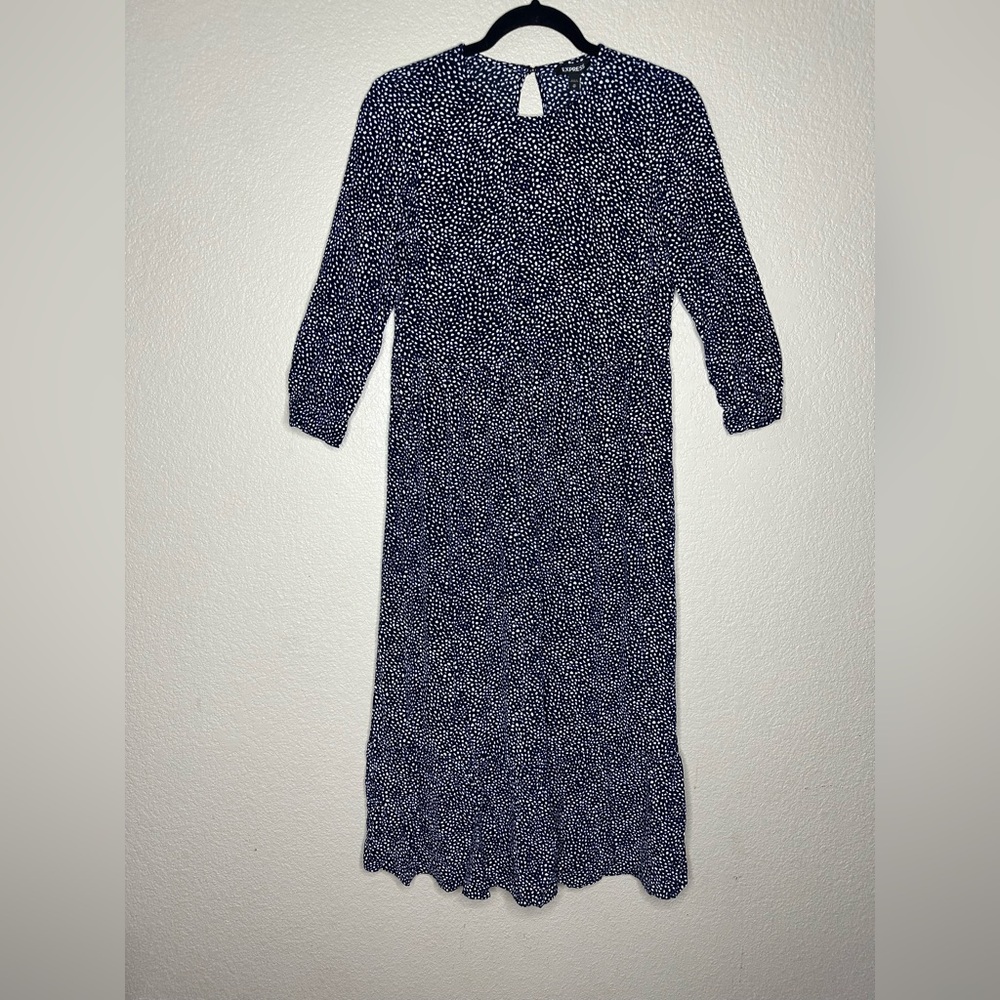 Express Elegant Navy Blue Polka Dot Dress LD004